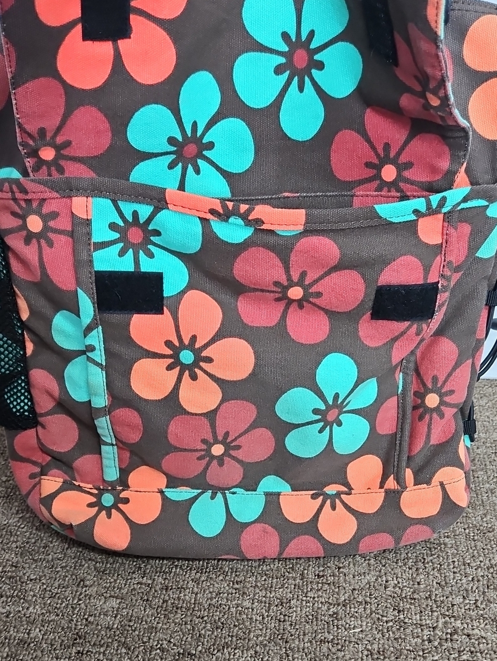Kavu ShoulderComputer Tote Bag Floral Brown Pattern 13x15 - Picture 3 of 7